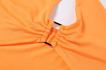 2022 Sleeveless Backless Hollow Out Bodycon Dress Summer Sexy Ruched Halter Mini Dresses Women Evening Dresses Party Club Outfit