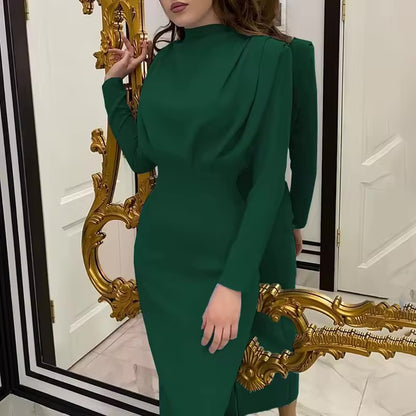 Vestido Elegante de Manga Longa com Cintura Ajustável, Novo Estilo da Moda Primavera 2026