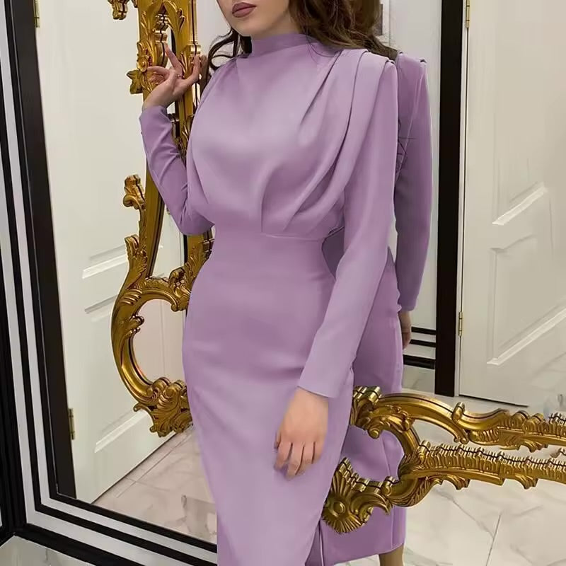 Vestido Elegante de Manga Longa com Cintura Ajustável, Novo Estilo da Moda Primavera 2026
