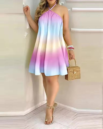 Vestido floral estampado halter pescoço boho sem costas vestido halter para primavera verão roupas femininas