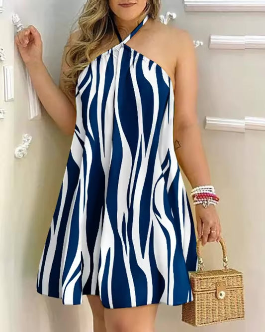 Vestido floral estampado halter pescoço boho sem costas vestido halter para primavera verão roupas femininas