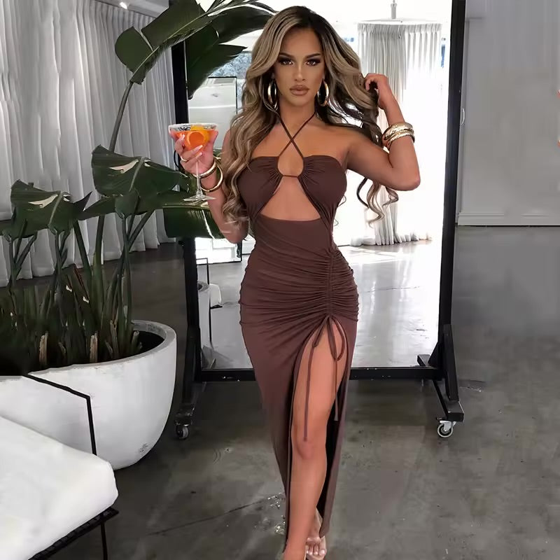 Sem mangas sexy feminino midi sem costas vestidos finos noite clube festa vestido feminino bodycon vestidos elegantes para mujer