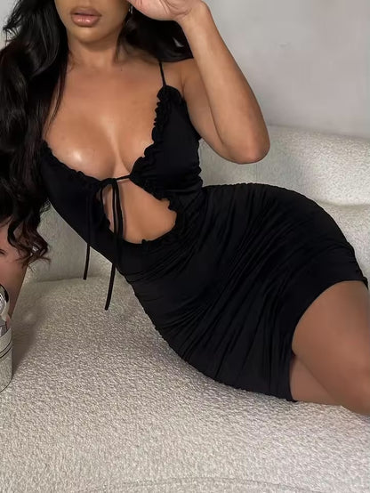 Vestido slim fit de cintura alta feminino, sem mangas, renda, suspensório, doce, menina, sexy.