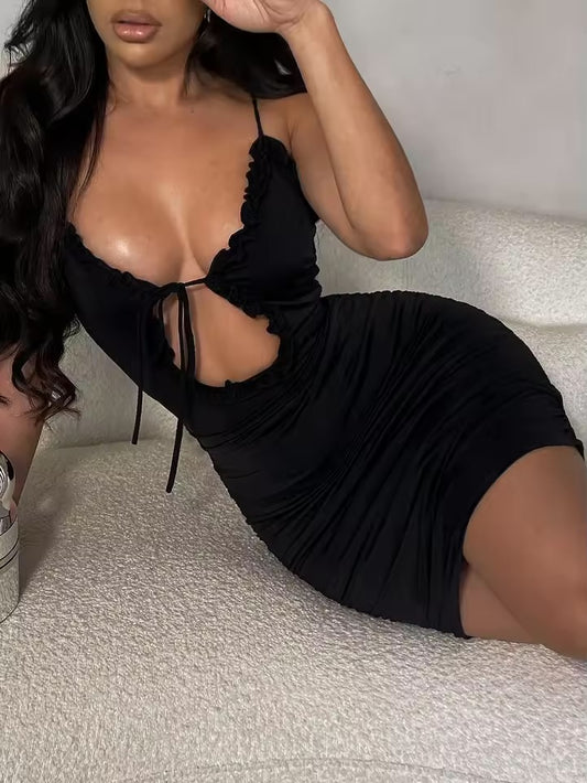 Vestido slim fit de cintura alta feminino, sem mangas, renda, suspensório, doce, menina, sexy.