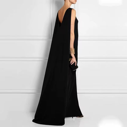 Vestidos de fiestas elegantes mujer feminino sem mangas cor sólida v-back maxi vestidos para vestidos longos casuais