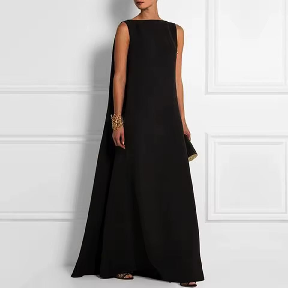 Vestidos de fiestas elegantes mujer feminino sem mangas cor sólida v-back maxi vestidos para vestidos longos casuais
