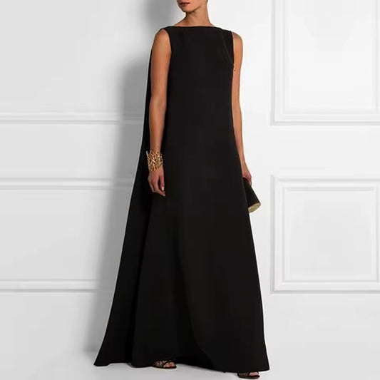 Vestidos de fiestas elegantes mujer feminino sem mangas cor sólida v-back maxi vestidos para vestidos longos casuais
