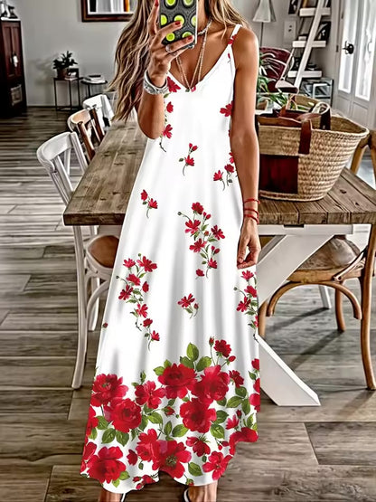 Vestido de férias havaiano sexy com decote em V com decote em V, vestido de flores, fresco, pequeno, floral, rua, moda sexy, festa, jantar, noite