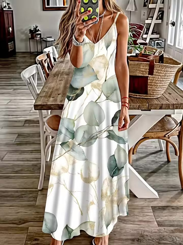 Vestido de férias havaiano sexy com decote em V com decote em V, vestido de flores, fresco, pequeno, floral, rua, moda sexy, festa, jantar, noite