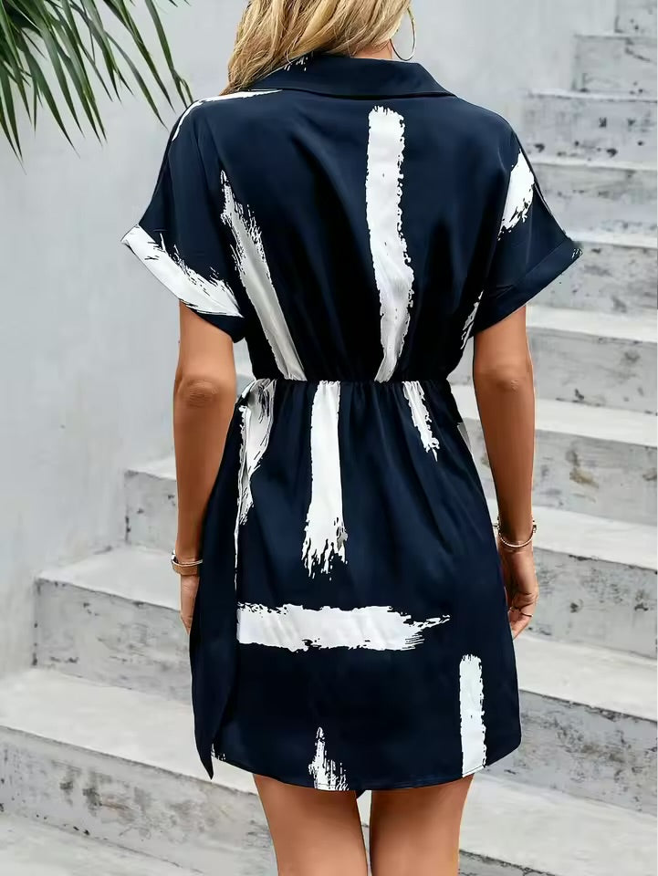 Moda verão vestidos de manga curta para mulheres impressão com decote em v vestido feminino rendas vestido curto feminino vestidos de verano mujer