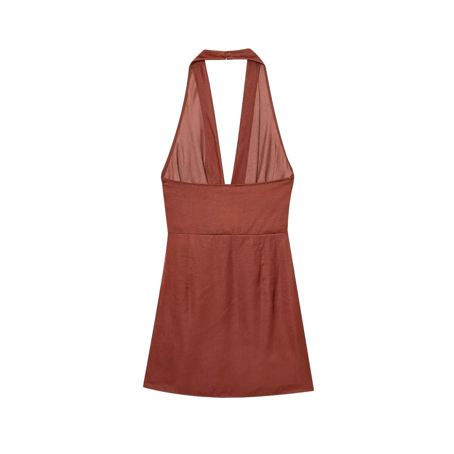 BSAY sexy Dress for Women Fashion Summer New Sleeveless Backless brown Hanging neck collar Chic Female Evening Dresses Mujer