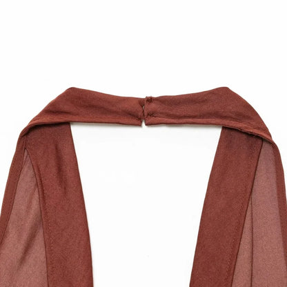 BSAY sexy Dress for Women Fashion Summer New Sleeveless Backless brown Hanging neck collar Chic Female Evening Dresses Mujer